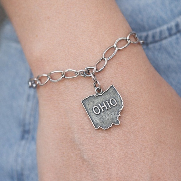 Sterling Silver Ohio State Charm BraceletBuckeye State